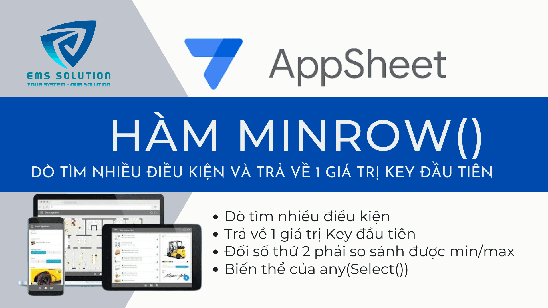 Hàm MINROW() trong AppSheet