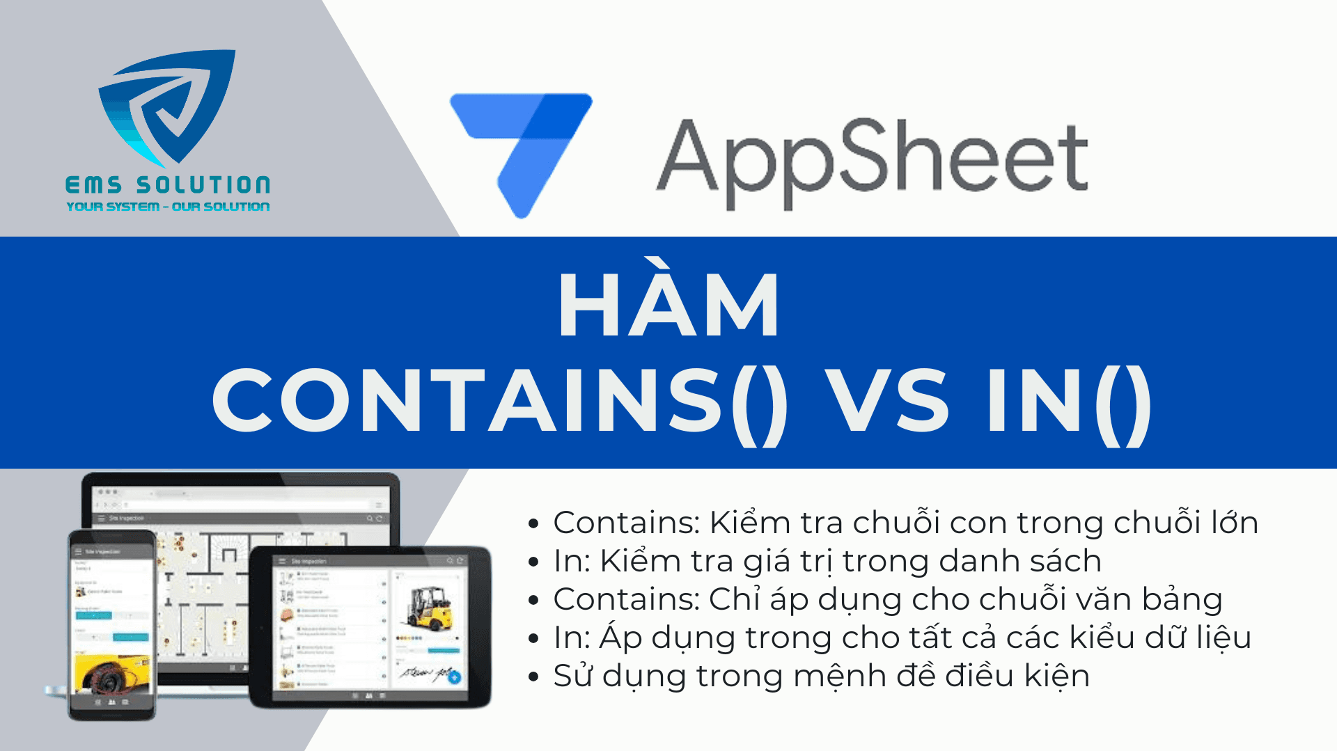 Hàm CONTAINS và IN trong AppSheet